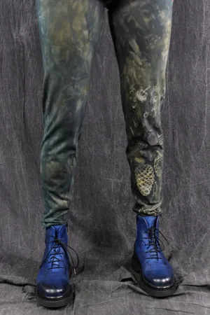 3136 Hand Dyed Handprinted Legging Dark Forest Botanical Garden