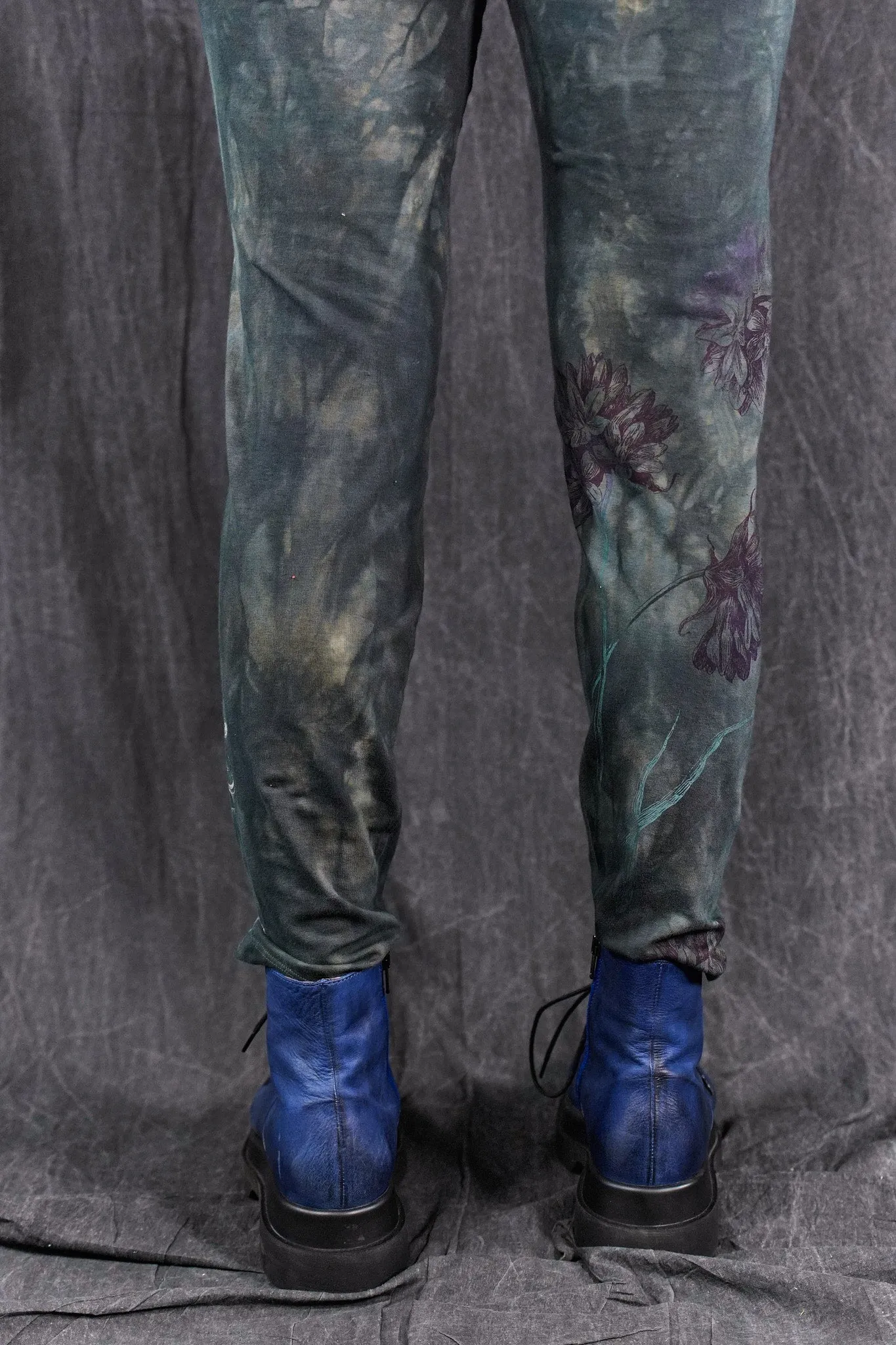 3136 Hand Dyed Handprinted Legging Dark Forest Botanical Garden