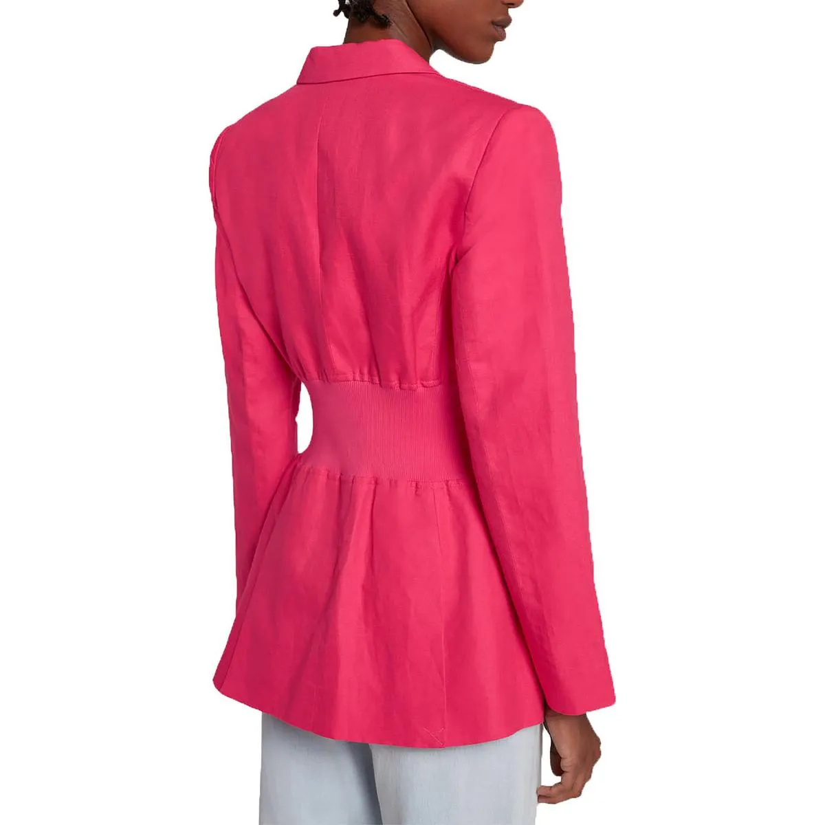 7 For All Mankind Womens Shoulder Pads Linen Two-Button Blazer