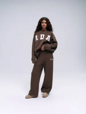 ADA Knit Straight Leg Sweatpants - Dark Cocoa Brown/Cream