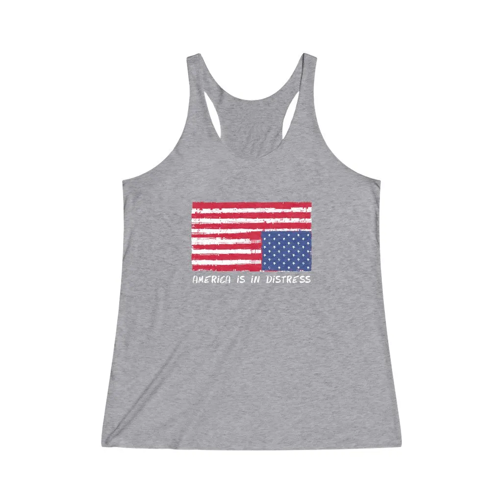 AMERICA IN DISTRESS© - Women's Tri-Blend Racerback Tank