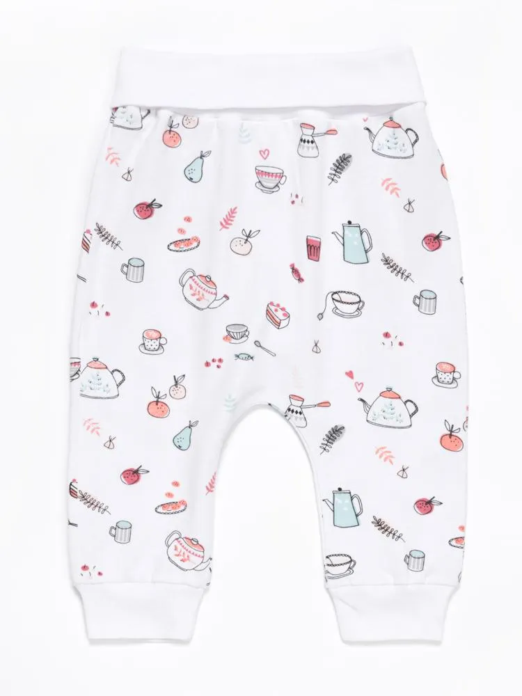 Artie - White Tea and Cakes Printed Baby Bottoms - Tea Time! 0 to 12 months