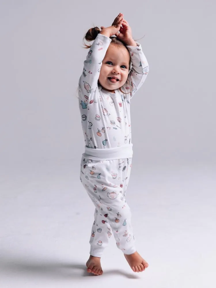 Artie - White Tea and Cakes Printed Baby Bottoms - Tea Time! 0 to 12 months