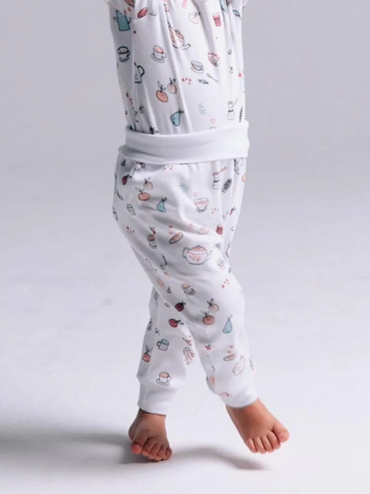 Artie - White Tea and Cakes Printed Baby Bottoms - Tea Time! 0 to 12 months
