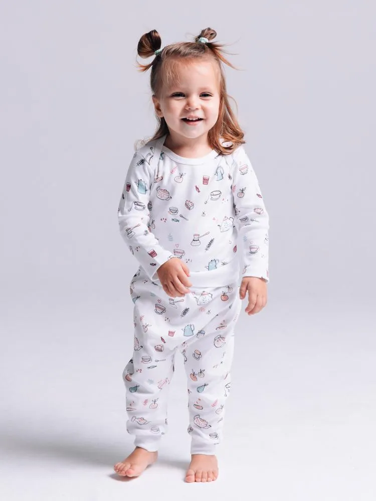 Artie - White Tea and Cakes Printed Baby Bottoms - Tea Time! 0 to 12 months