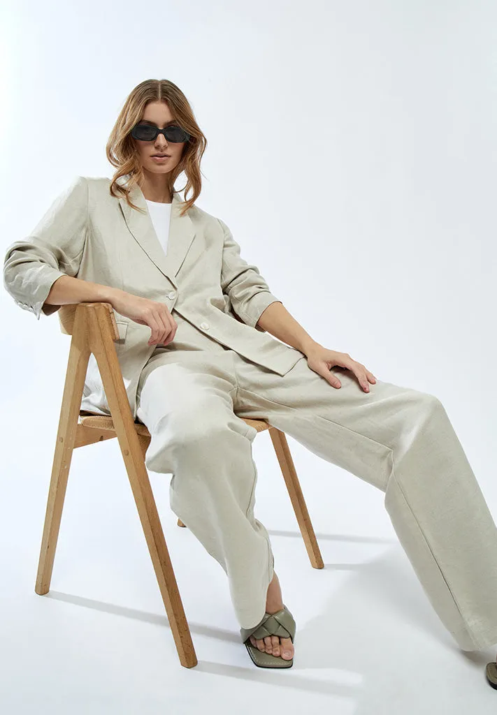 Auguste Linen Blazer - Nomad Sand Melange