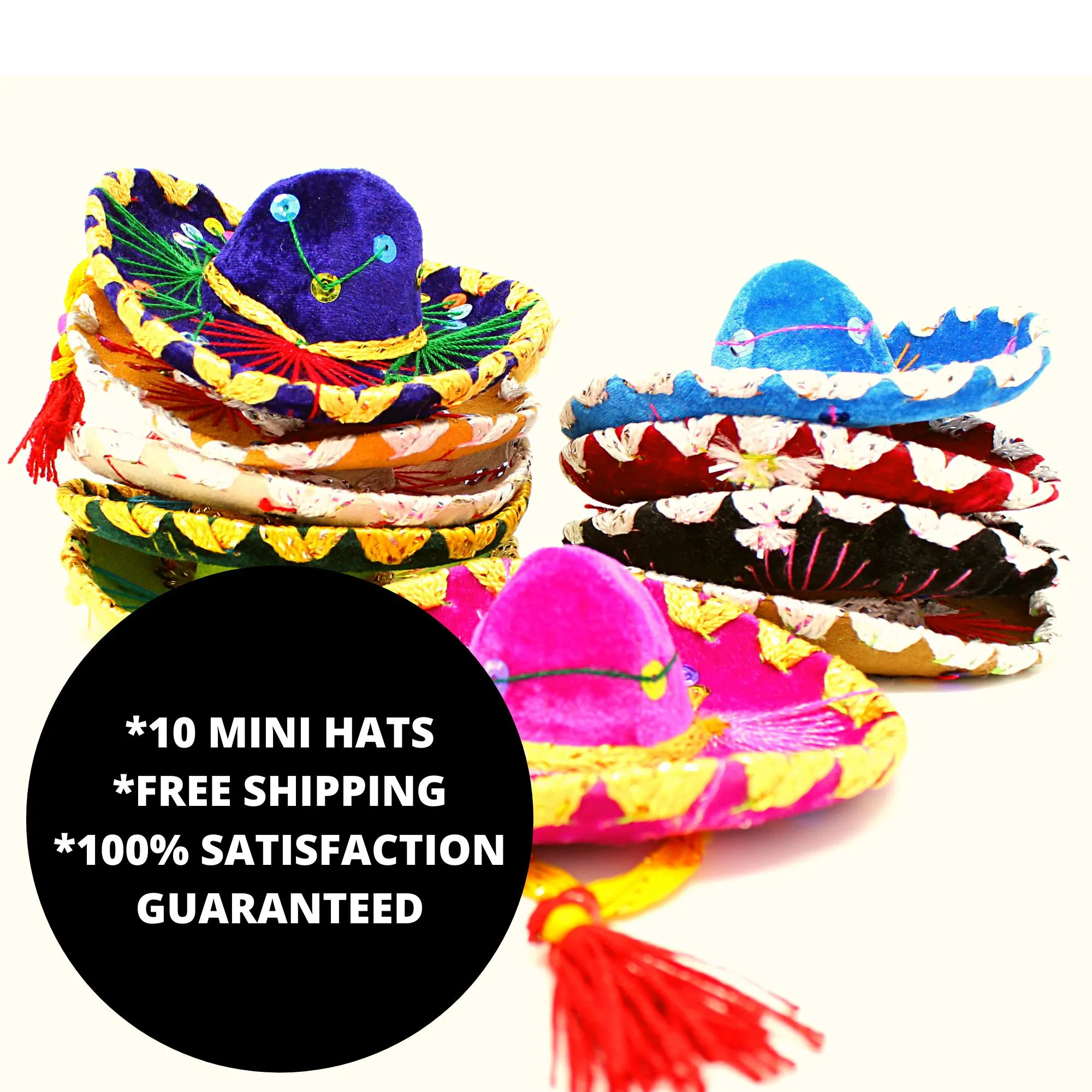 Authentic Mini Sombreros in Multi-Color (10 Pack)