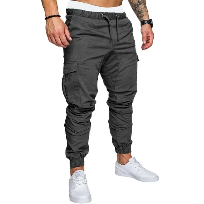 Autumn Men Pants Hip Hop Harem Joggers Pants 2020 New Male Trousers Mens Solid Multi-pocket Cargo Pants Skinny Fit Sweatpants