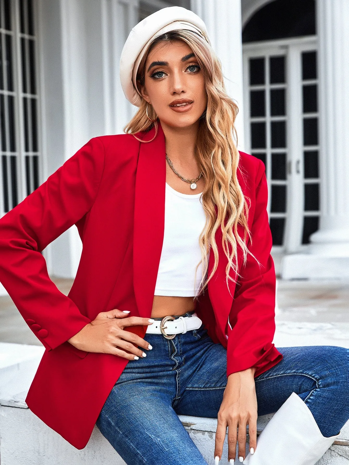 Aveloria Blazer de solapa con un botón