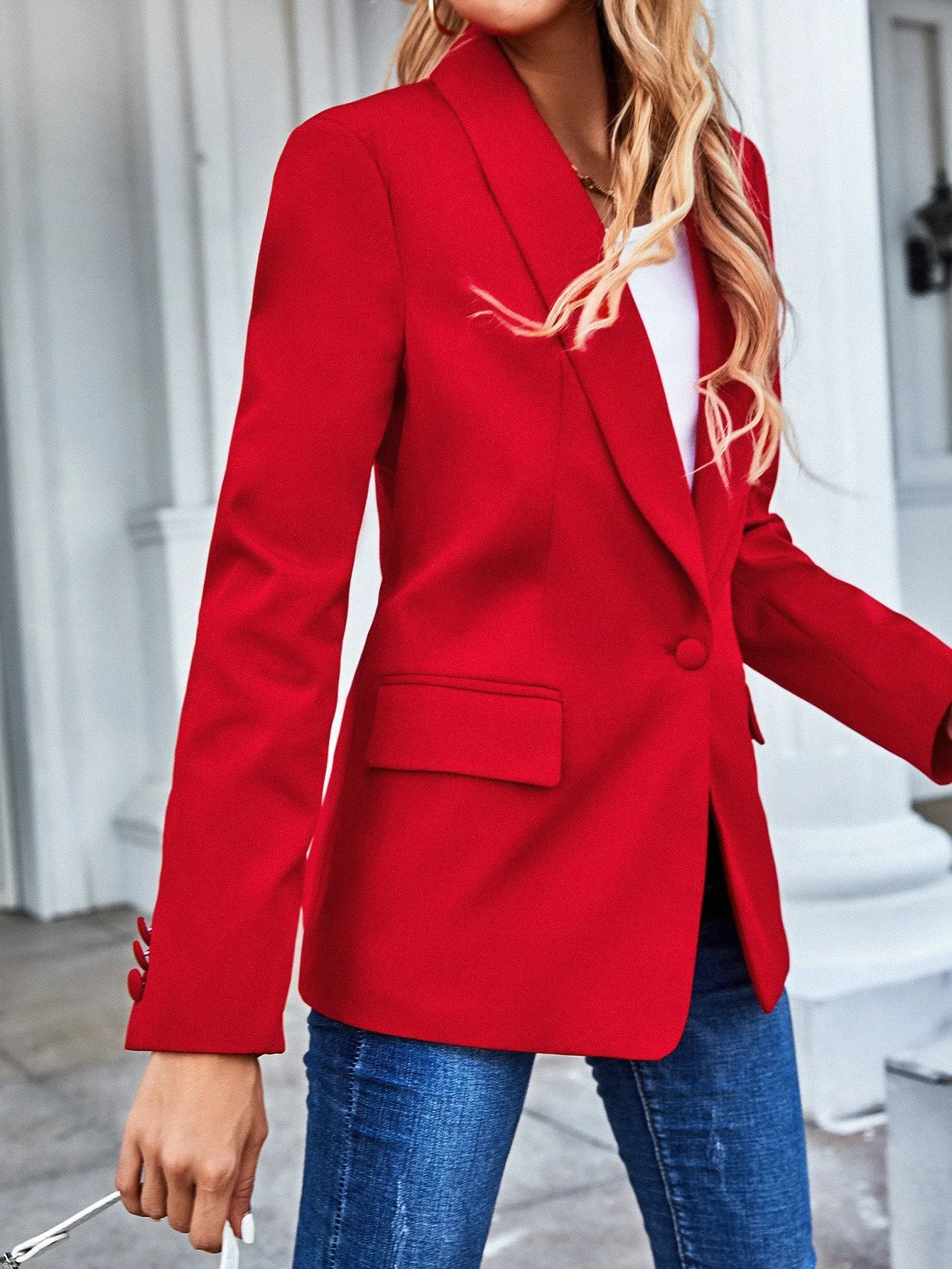 Aveloria Blazer de solapa con un botón