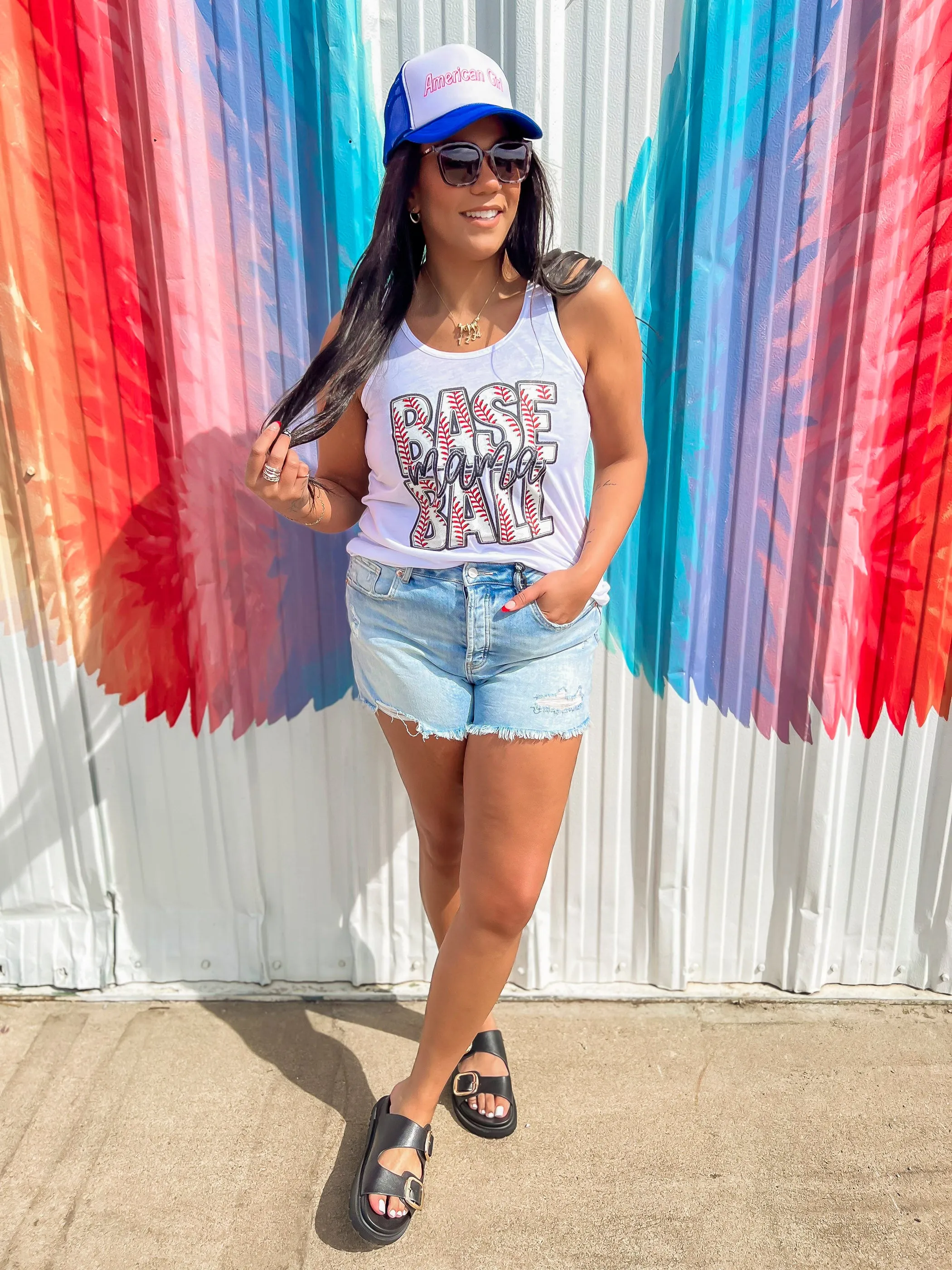 Baseball Graphic Racerback Tank Top