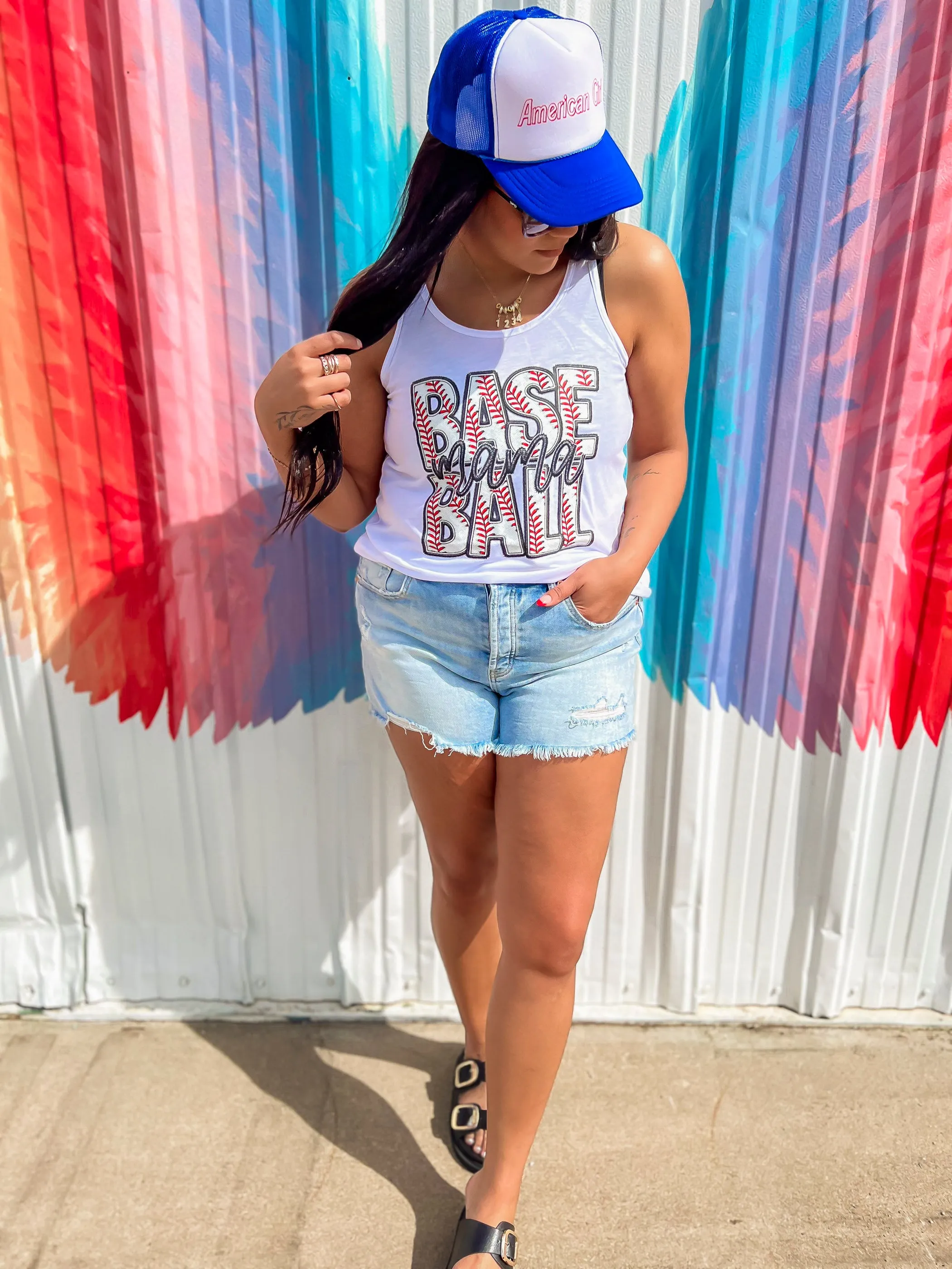 Baseball Graphic Racerback Tank Top