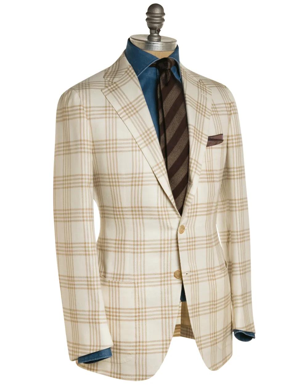 Beige and Cream Windowpane Sportcoat