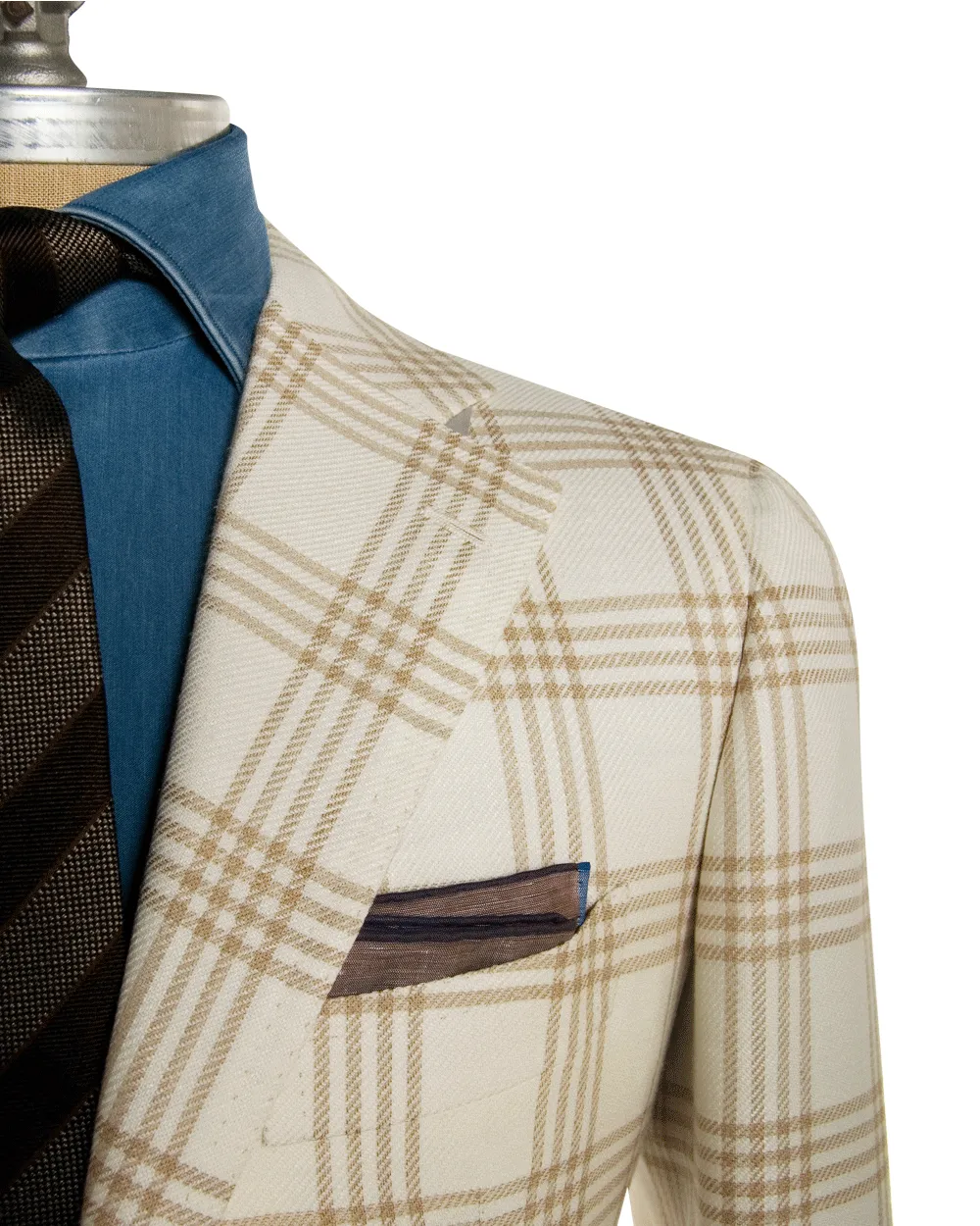 Beige and Cream Windowpane Sportcoat