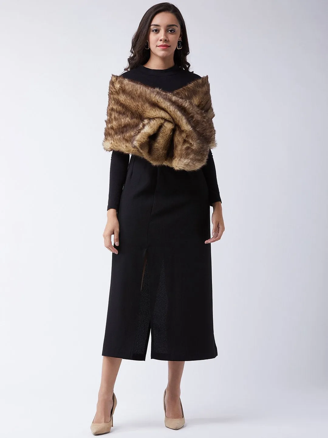Beige Faux Fur Cape