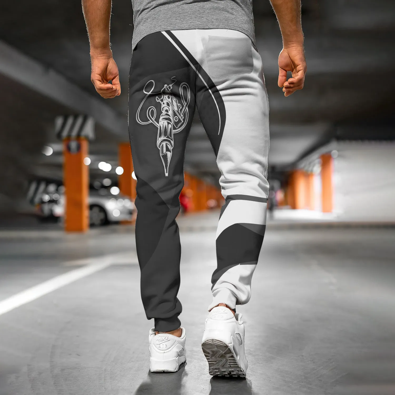 Black & White Tattoo Pants Tattoo Machine Personalized Name 3D Sweatpants Tattoo Artist Jogger