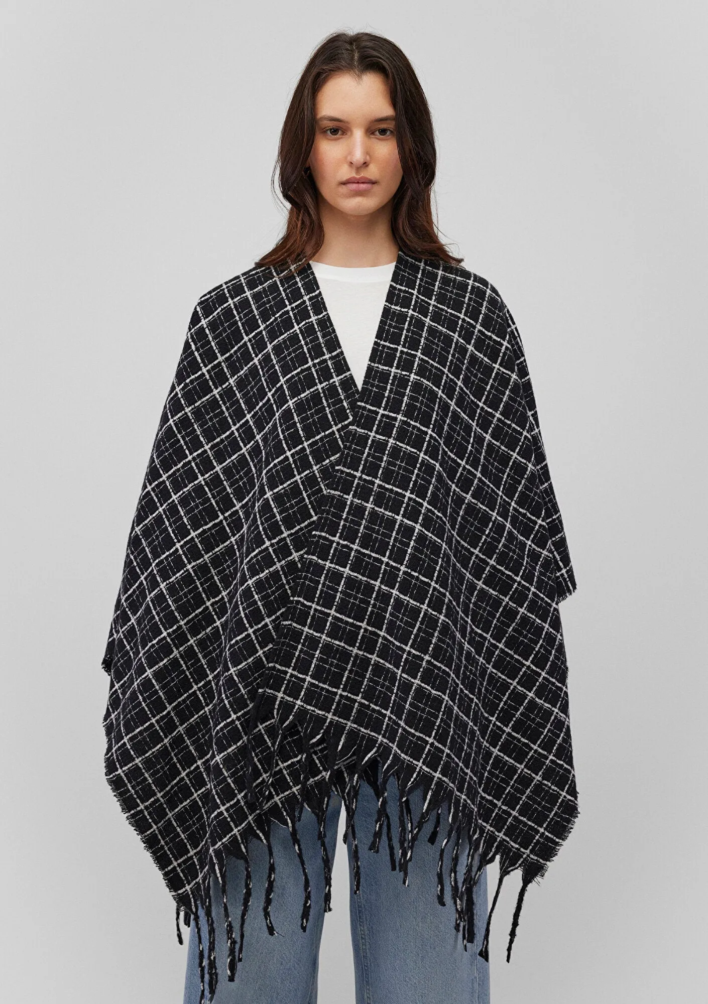 Black Checkered Poncho