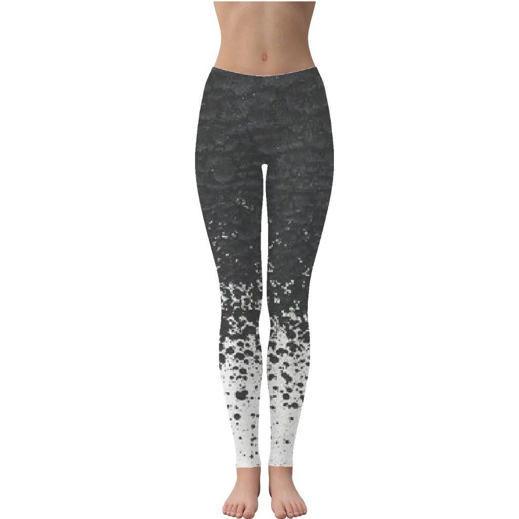 Black Paint Spots White Leggings
