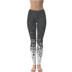 Black Paint Spots White Leggings