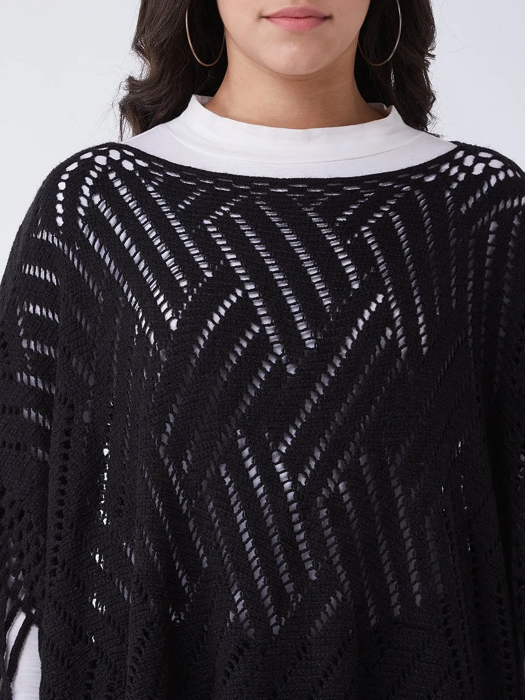Black Zig Zag Poncho