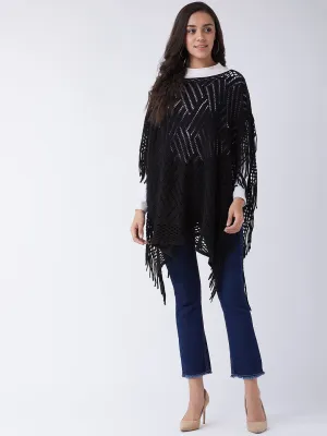 Black Zig Zag Poncho