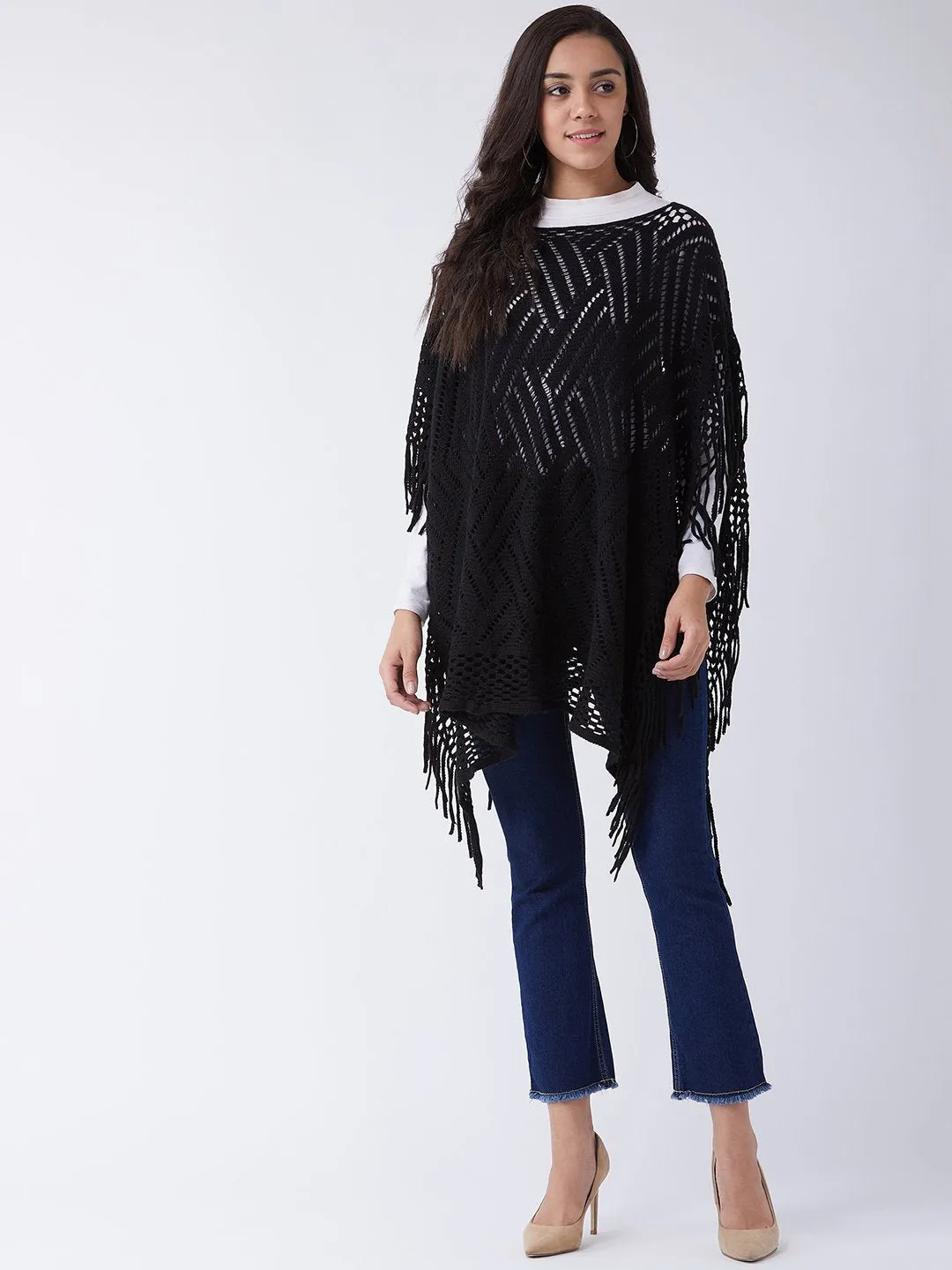 Black Zig Zag Poncho