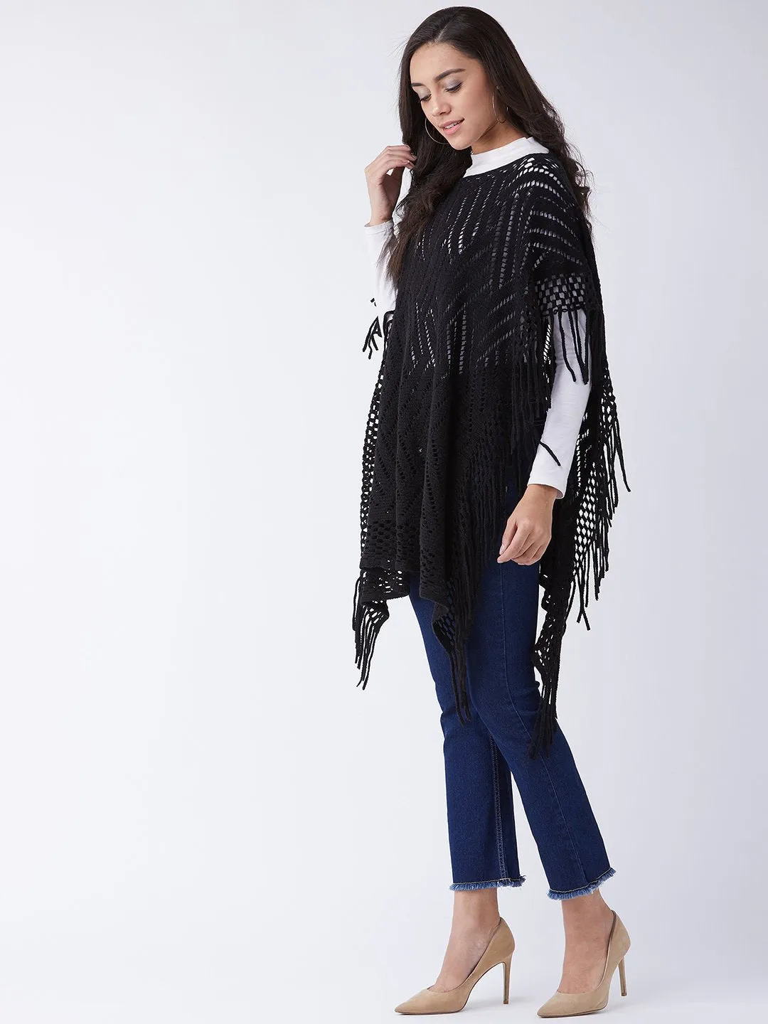 Black Zig Zag Poncho