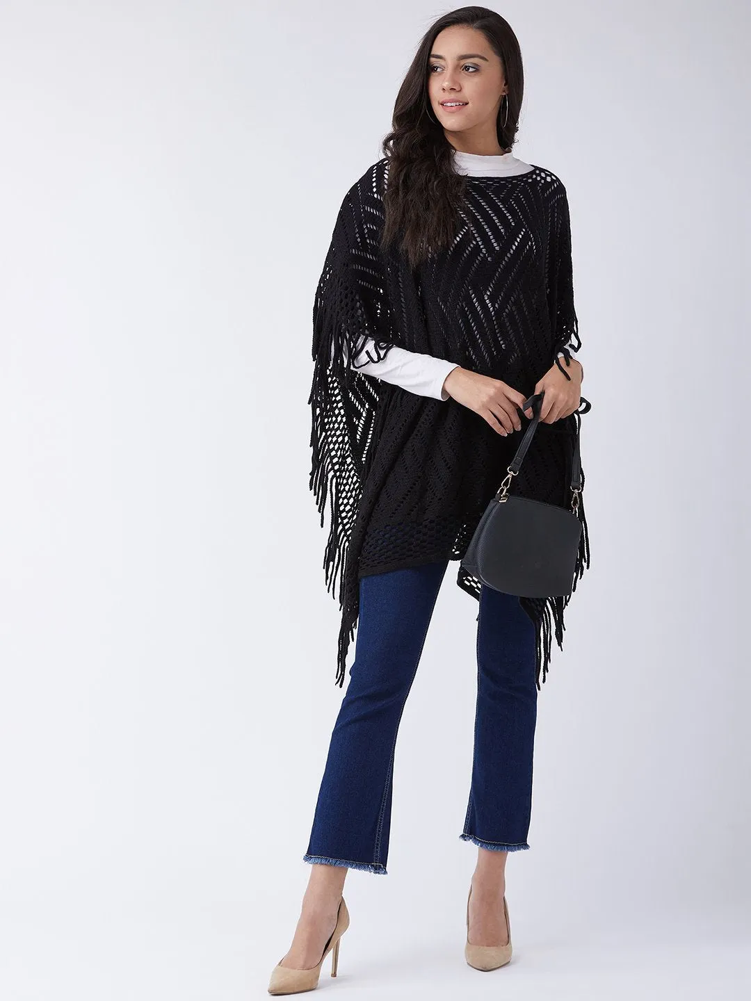 Black Zig Zag Poncho