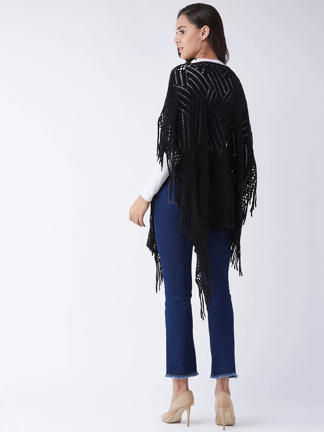 Black Zig Zag Poncho