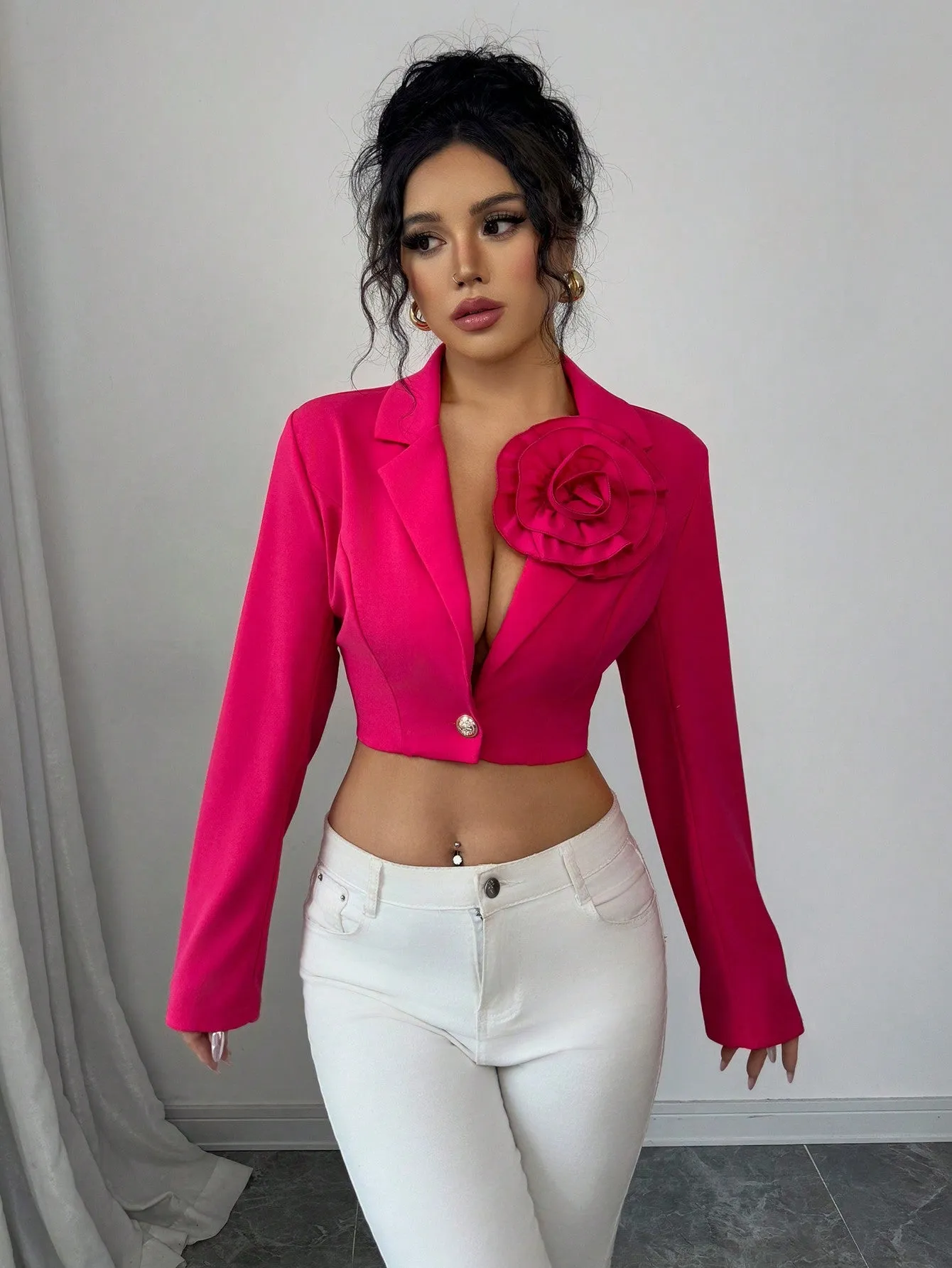 Blazer floral 3D fucsia para el Día de San Valentín