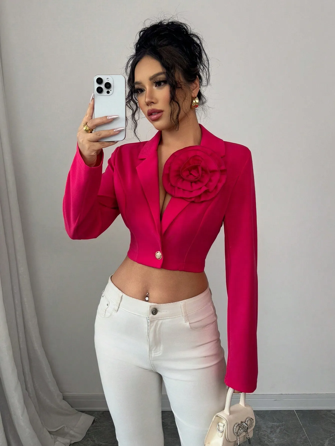 Blazer floral 3D fucsia para el Día de San Valentín