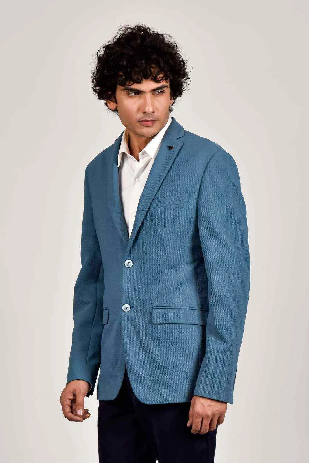 Blue Knitted Blazer