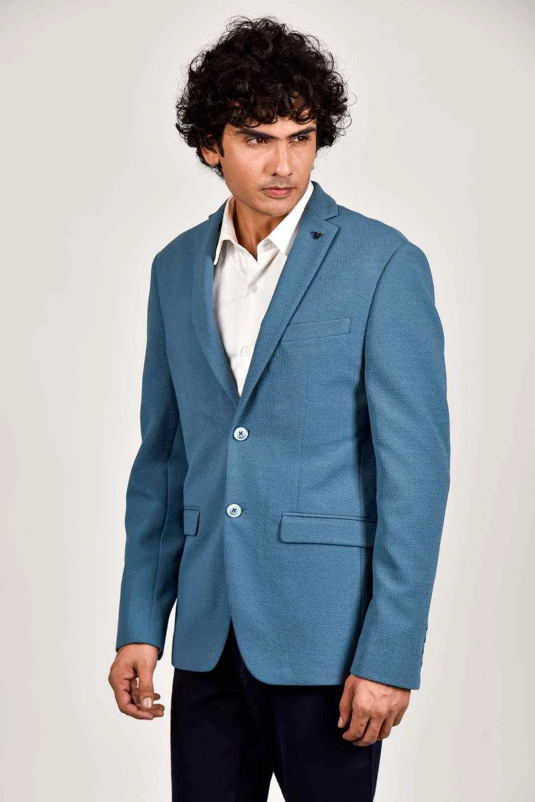 Blue Knitted Blazer