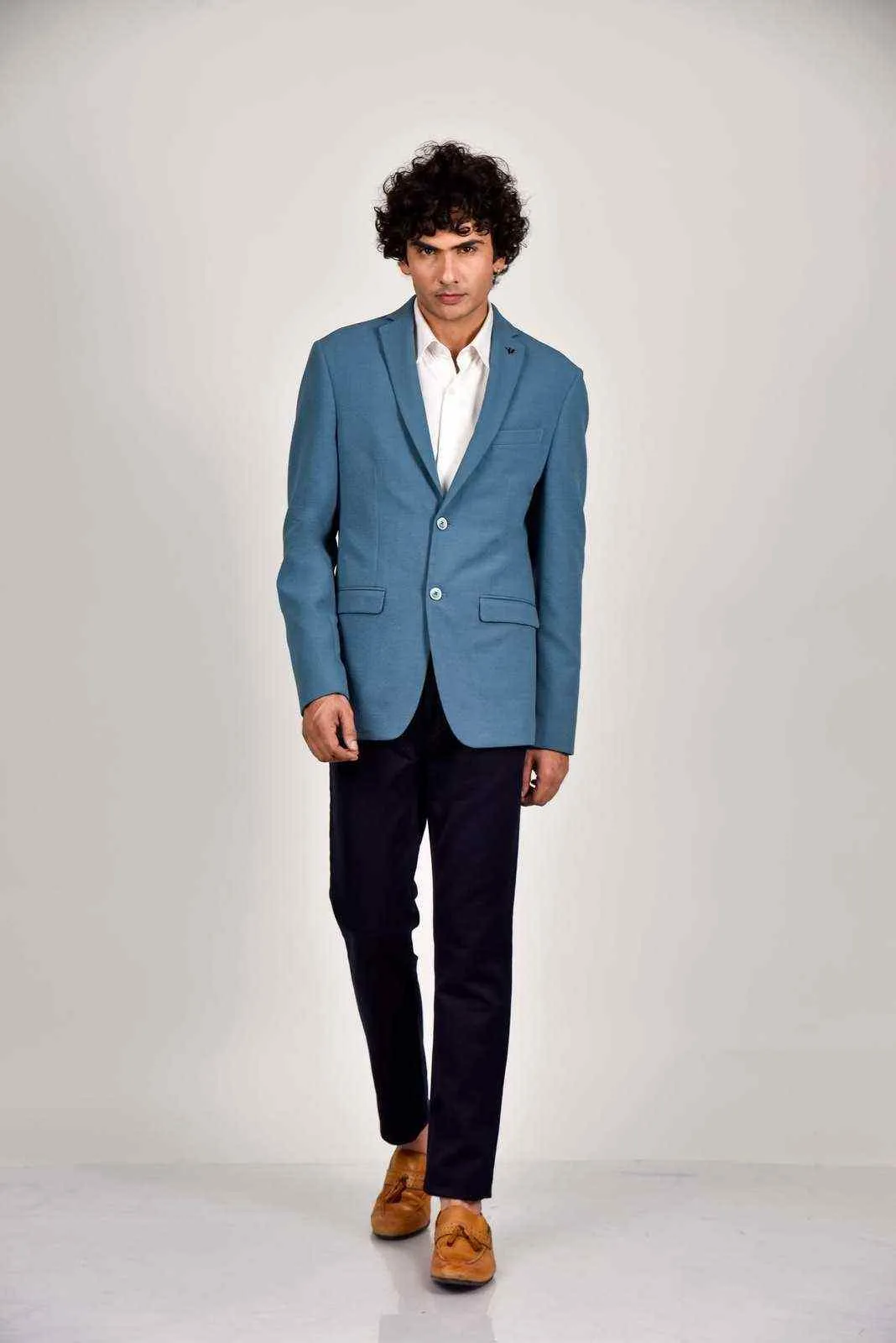 Blue Knitted Blazer