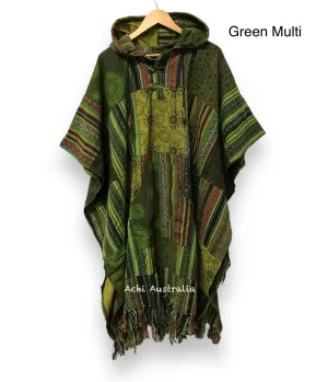 Boho Hippie Heavy Cotton Patchwork Poncho