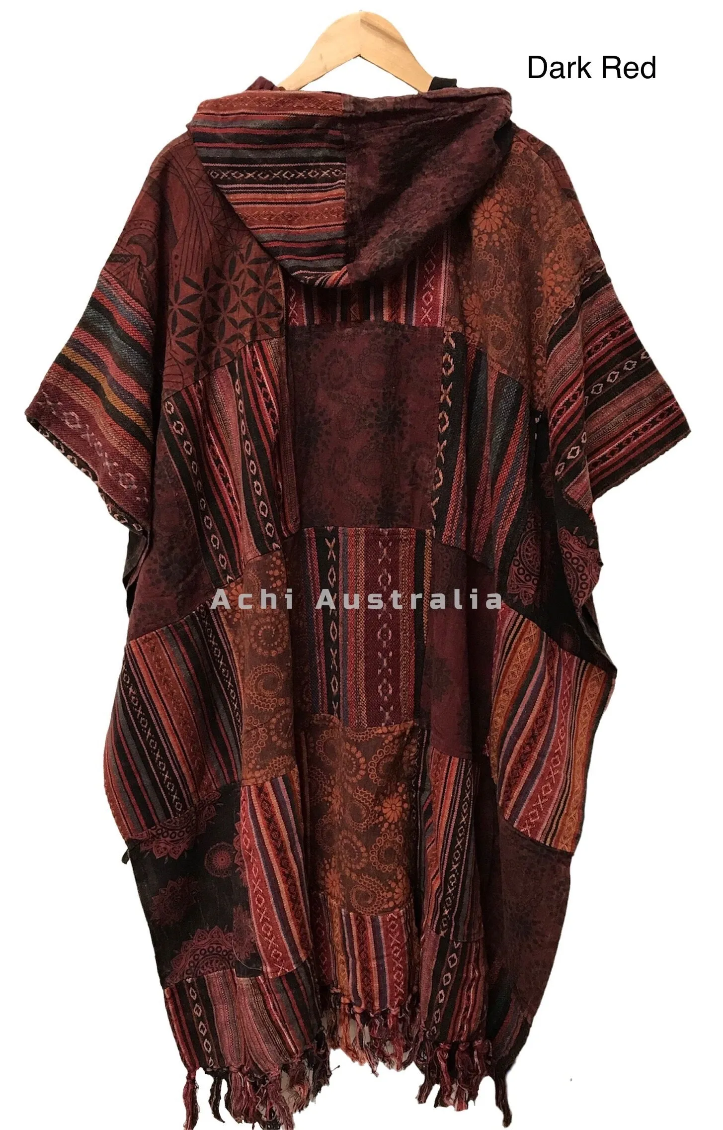 Boho Hippie Heavy Cotton Patchwork Poncho