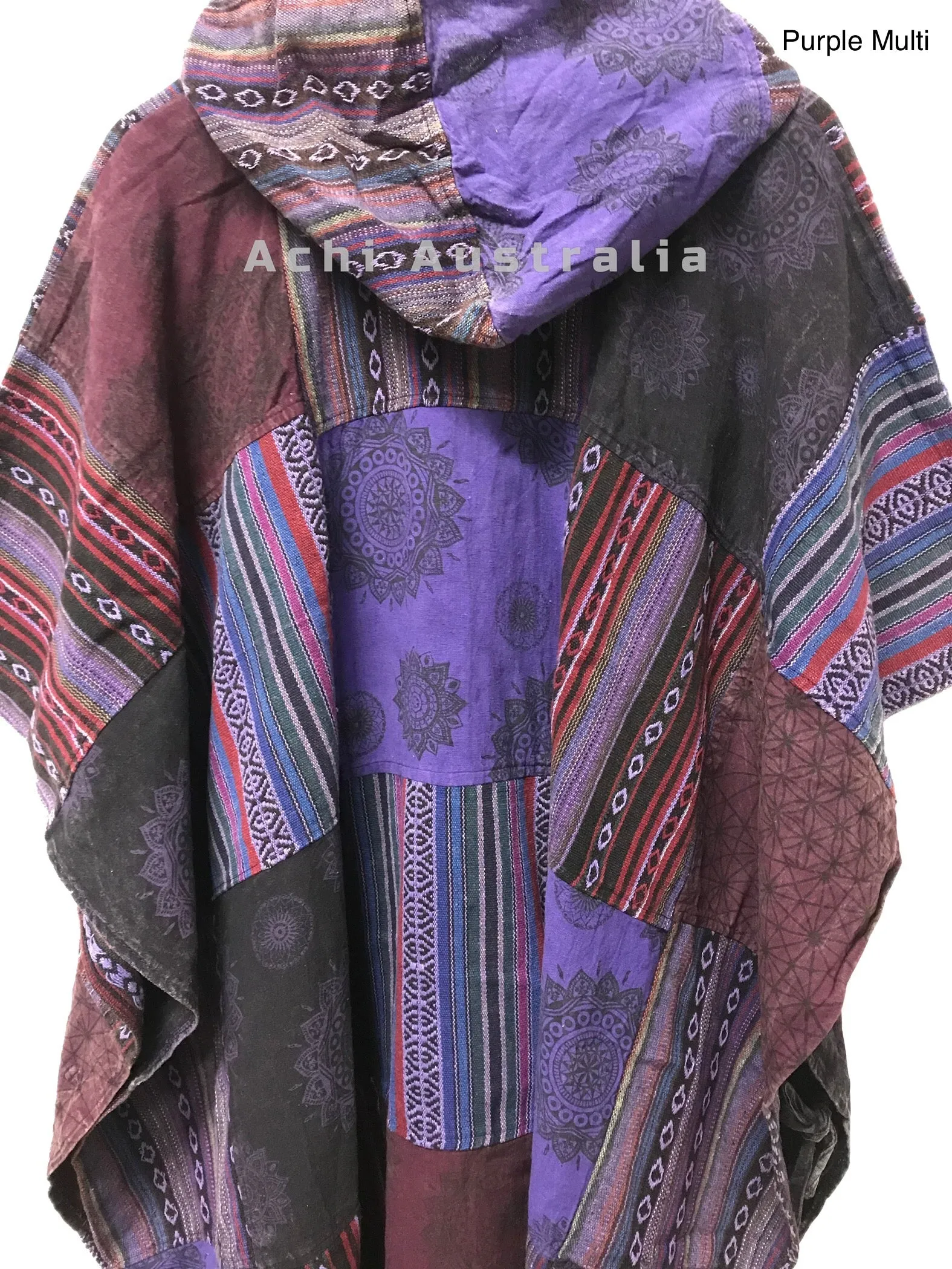 Boho Hippie Heavy Cotton Patchwork Poncho