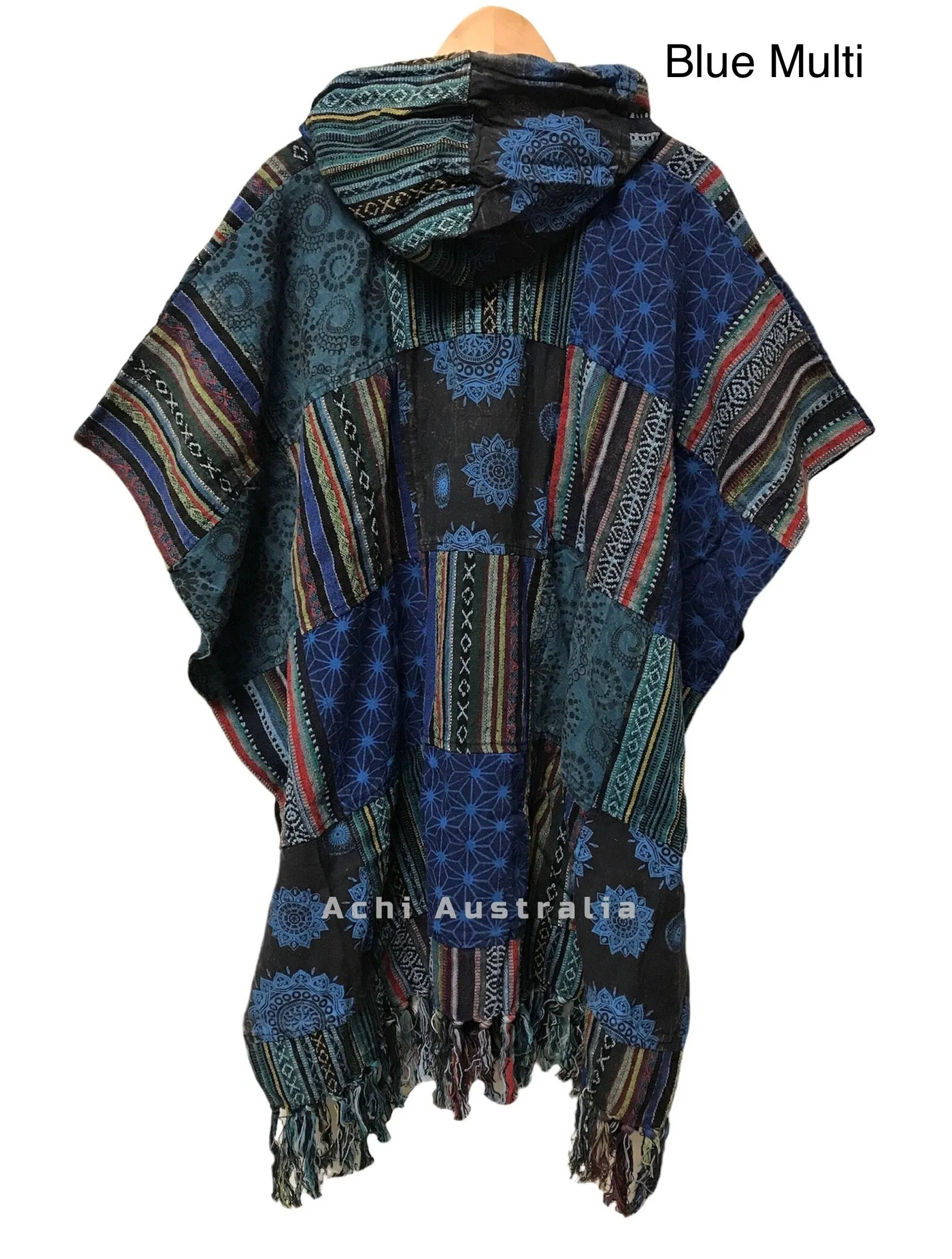 Boho Hippie Heavy Cotton Patchwork Poncho