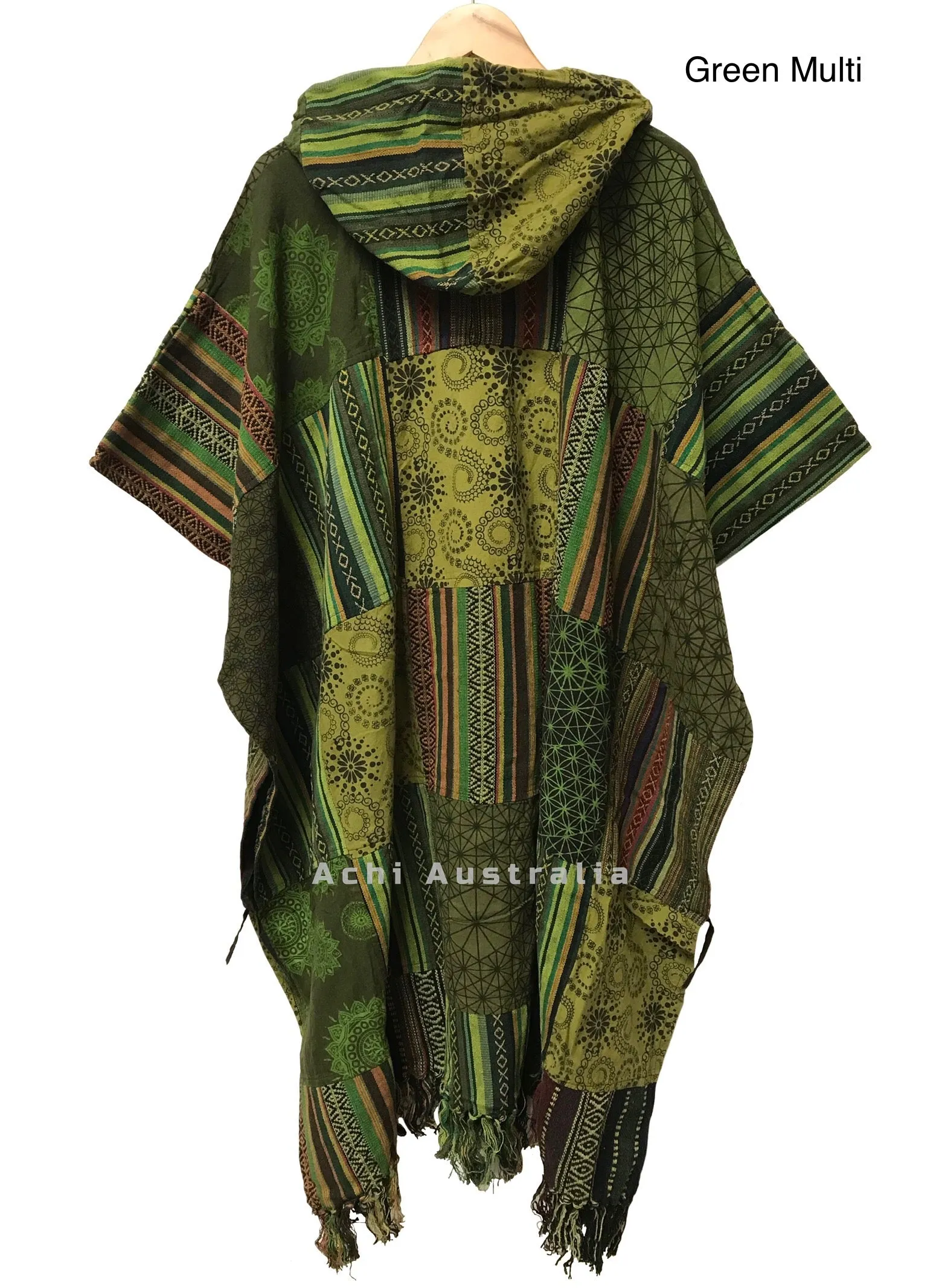 Boho Hippie Heavy Cotton Patchwork Poncho