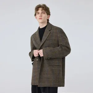 Brown Plaid Wool Blazer