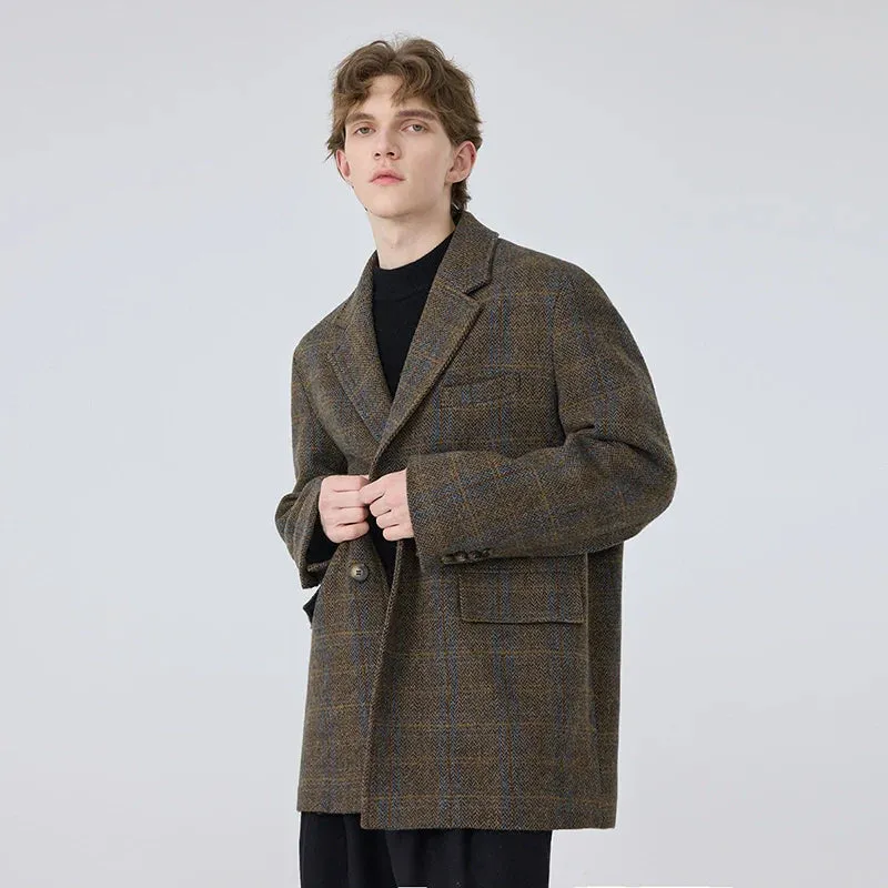 Brown Plaid Wool Blazer
