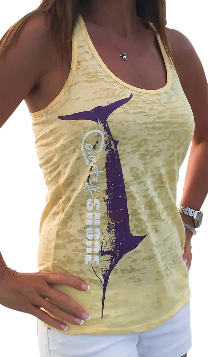 Burnout Yellow Marlin Tank Top