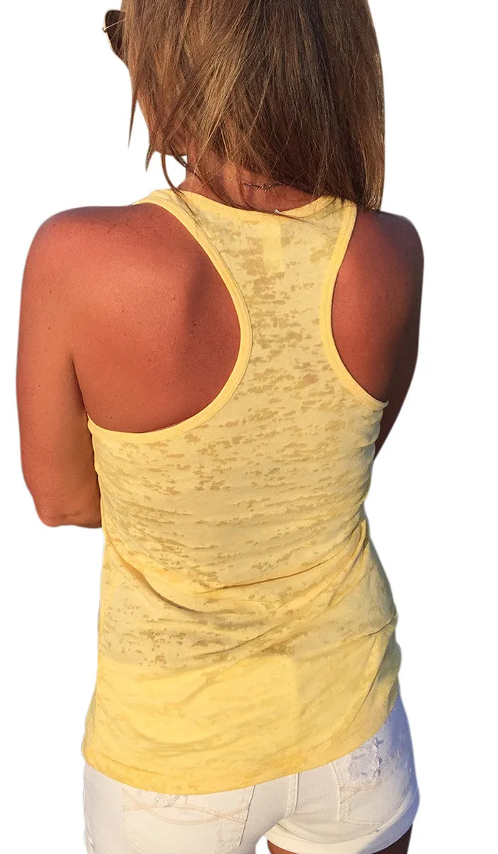 Burnout Yellow Marlin Tank Top