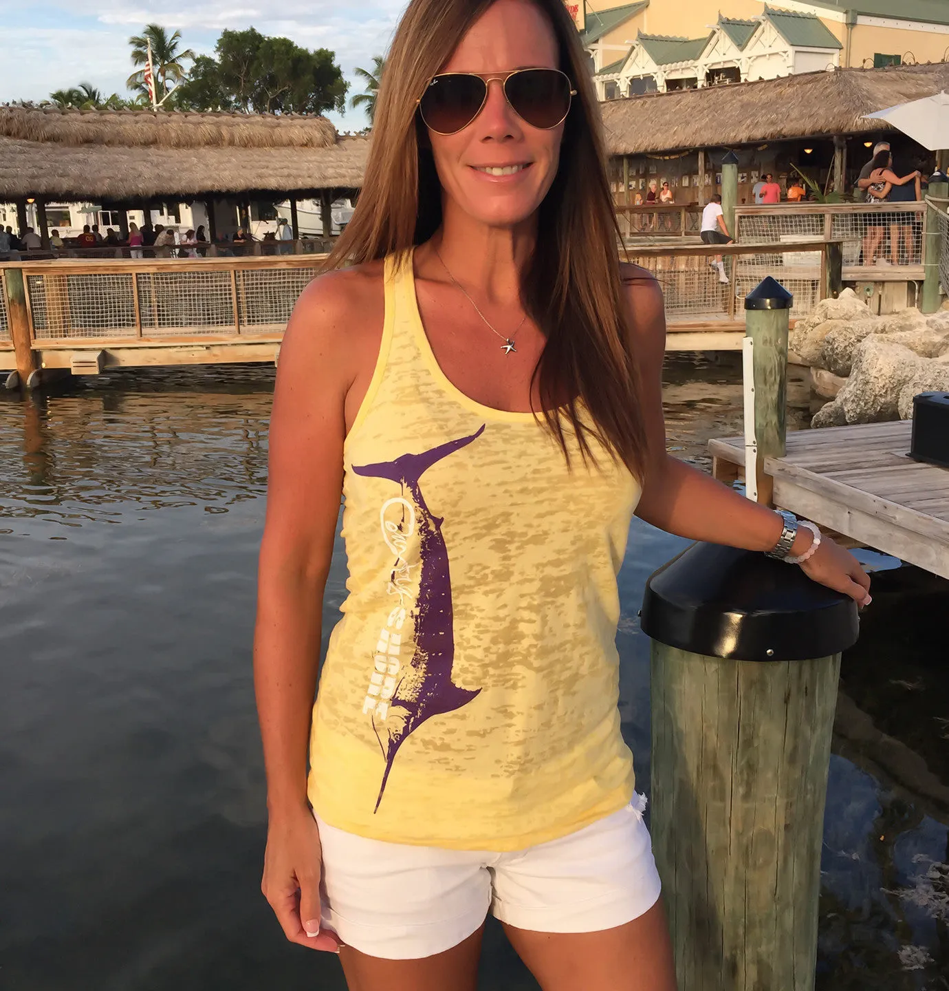 Burnout Yellow Marlin Tank Top