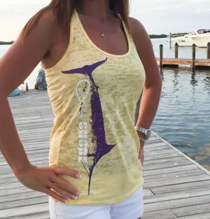 Burnout Yellow Marlin Tank Top