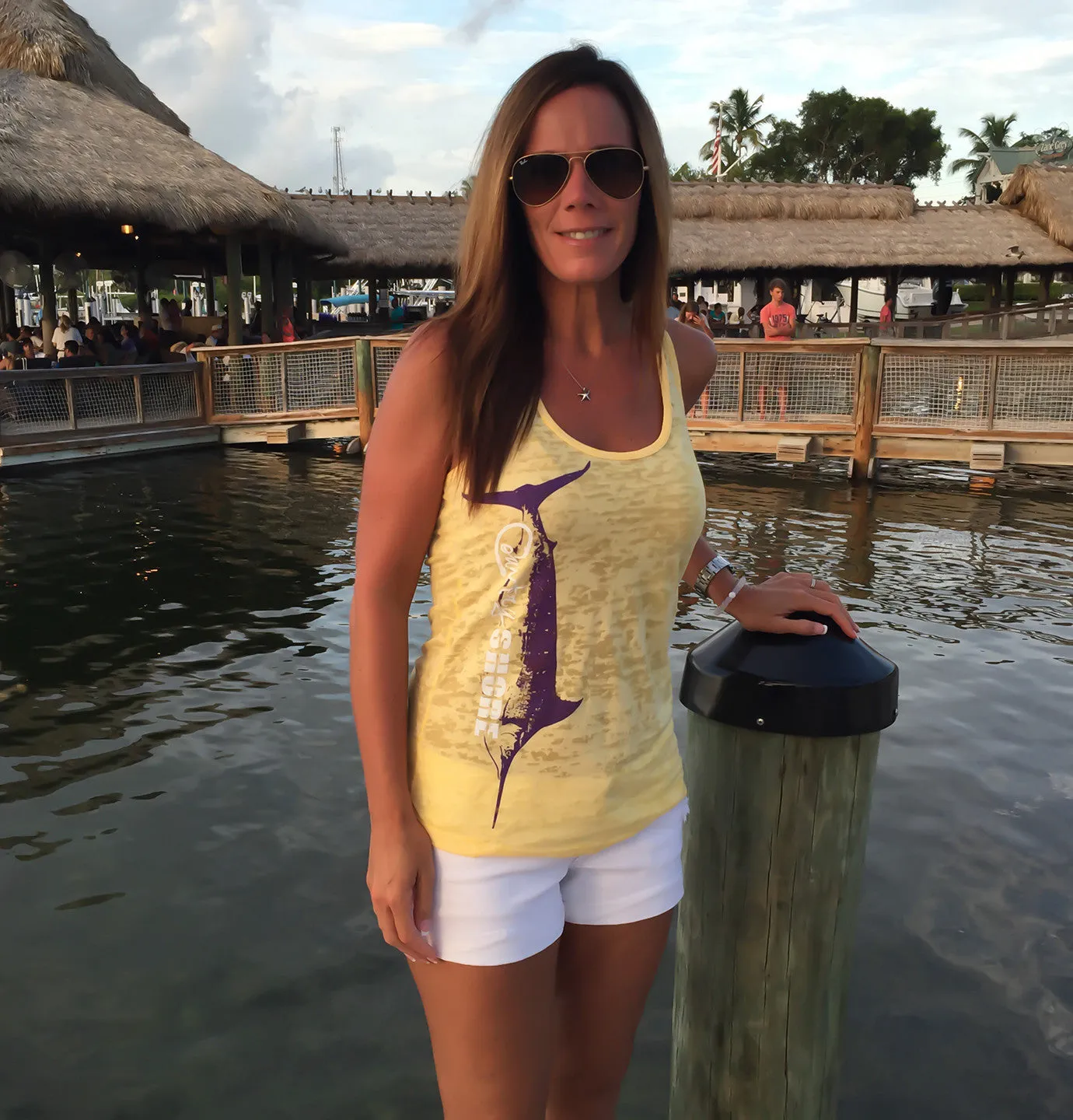 Burnout Yellow Marlin Tank Top