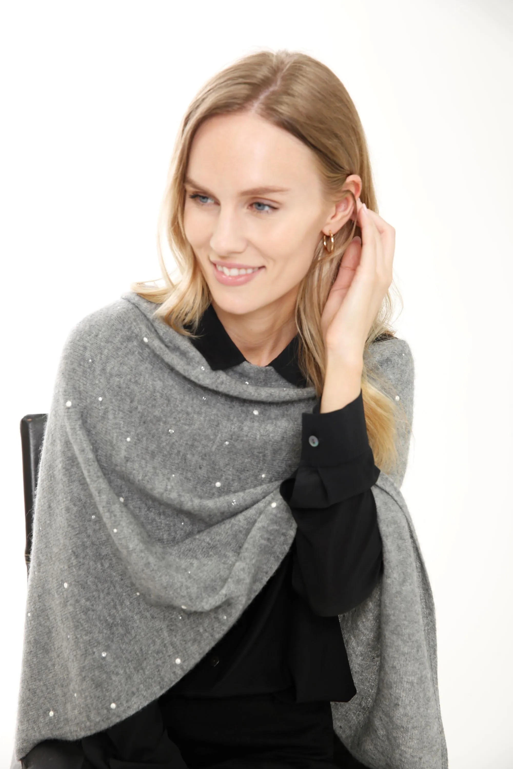 Cashmere Blend Pearls & Heat Set Embellishment Topper