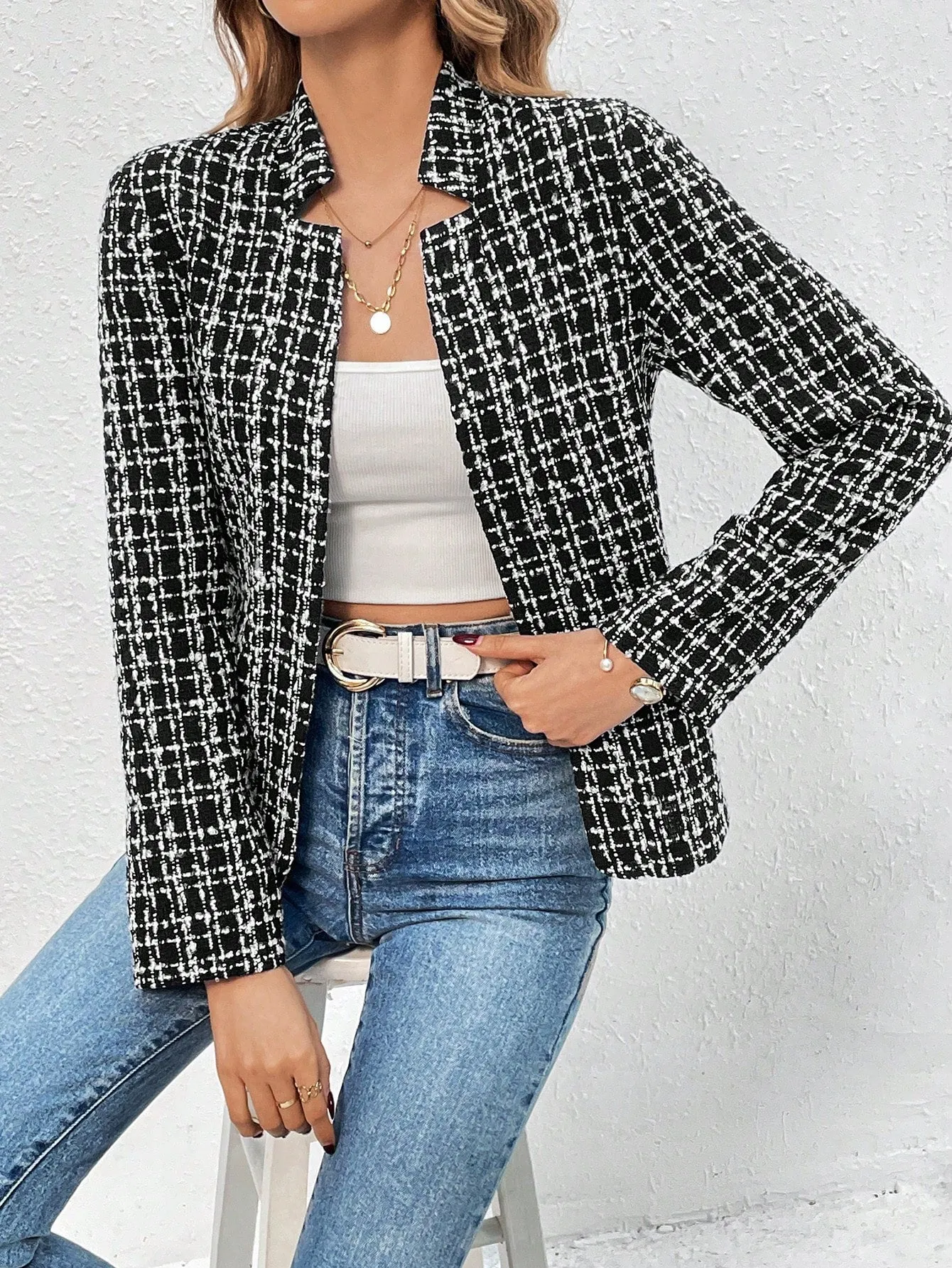 Chaqueta Blazer Clásica con Cuello para Mujer