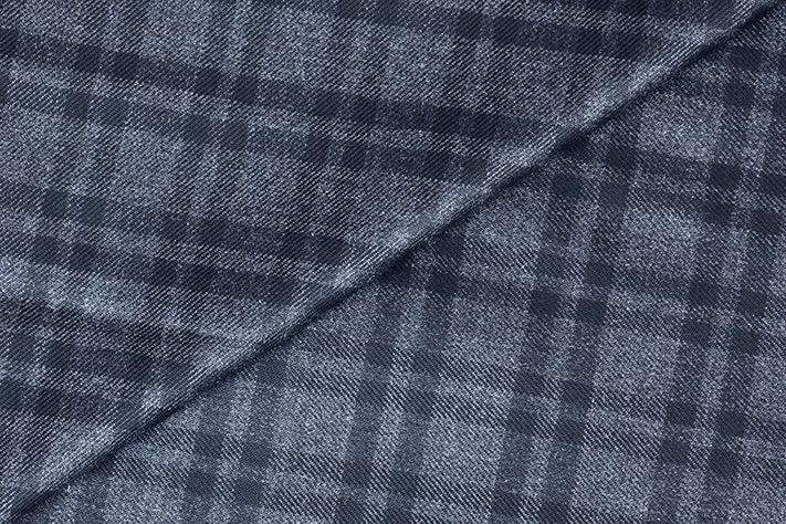 Charcoal Grey Tweed Fabric with Black Checks ( 2 Meter Cut Piece)