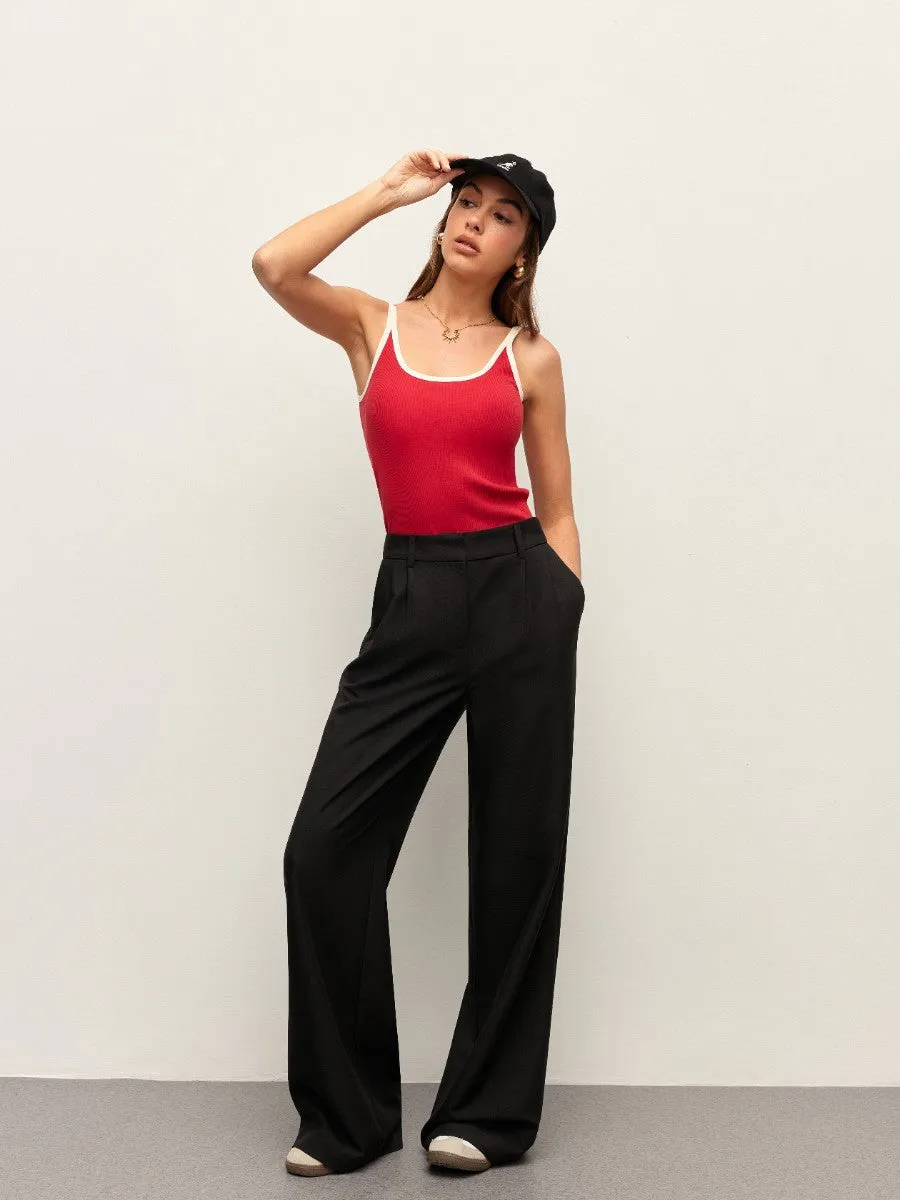 Contrast Trim Ribbed Cami Top